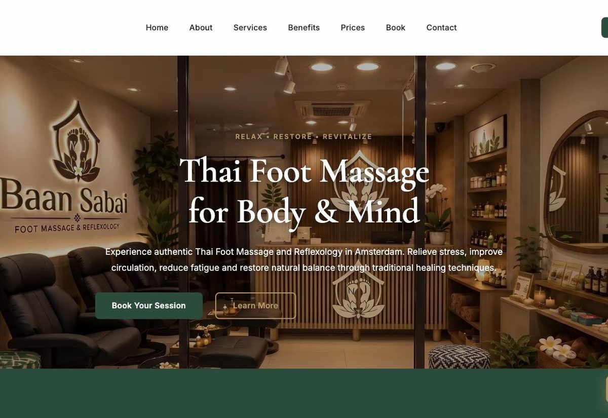 Baan Sabai Amsterdam website designed by Kiyoro Design